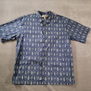 Tori Richard Honolulu Hawaiian Button Up Shirt Graphic Print Palm Tree Size XL‎